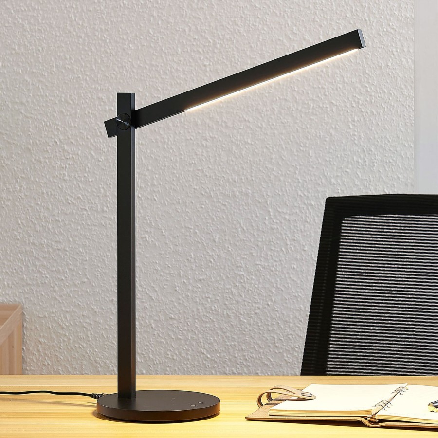 Lampes D'Interieur Lindby | Lampe De Bureau Led Loretta, Lineaire, Noir