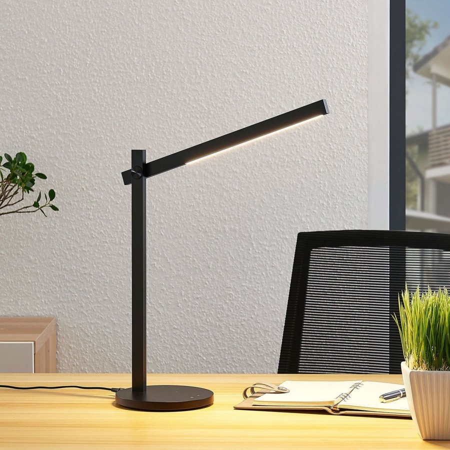 Lampes D'Interieur Lindby | Lampe De Bureau Led Loretta, Lineaire, Noir