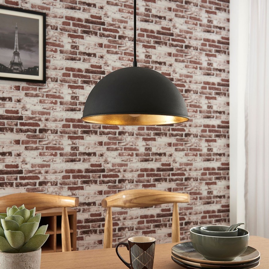 Lampes D'Interieur Lindby | Suspension Leya Noire Et Doree Noir, Dore