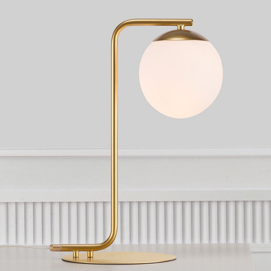 Lampes D'Interieur Nordlux | Lampe A Poser Grant, Laiton Laiton, Blanc Opale