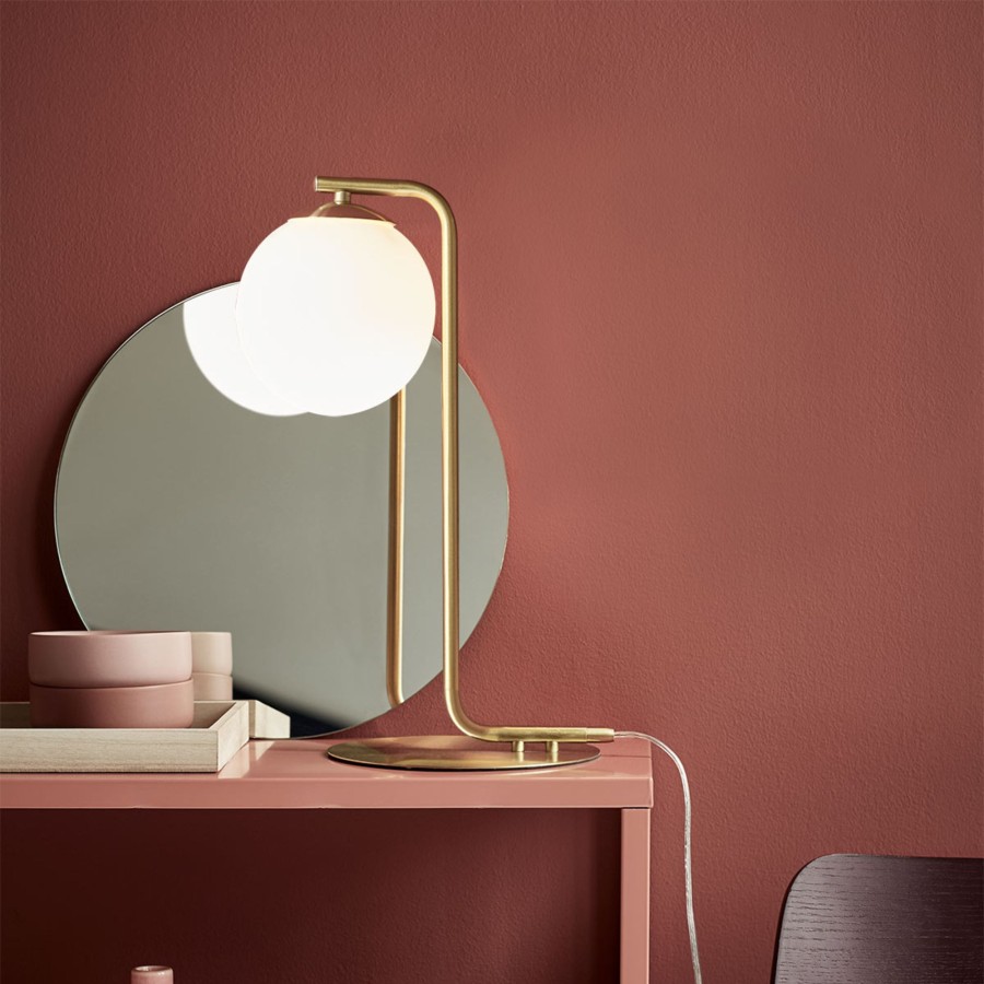 Lampes D'Interieur Nordlux | Lampe A Poser Grant, Laiton Laiton, Blanc Opale