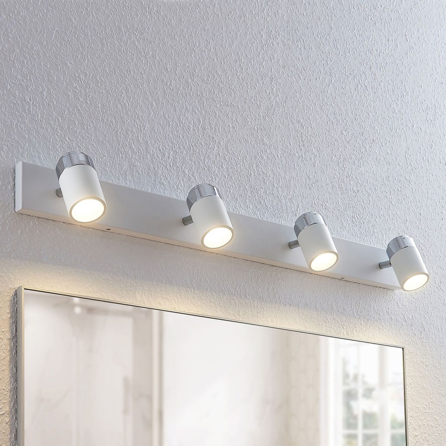 Lampes D'Interieur Lindby | Plafonnier Avec Spots A 4 Lampes Kardo, Ip44 Blanc, Chrome, Gele