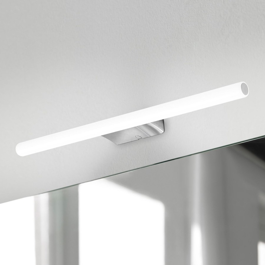 Lampes D'Interieur Ebir | Applique Miroir Led Irene Ronde, Largeur 50 Cm Chrome, Blanc