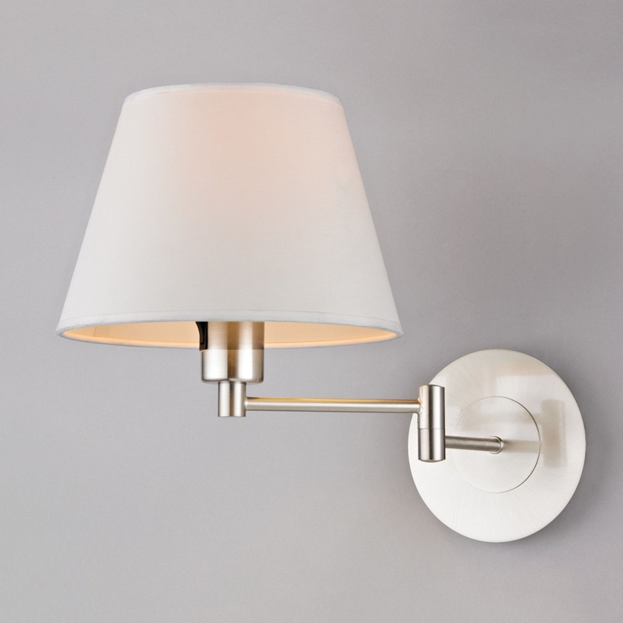Lampes D'Interieur Lindby | Applique Pola, Abat-Jour Extensible, Nickel Mat Nickel Satine, Blanc