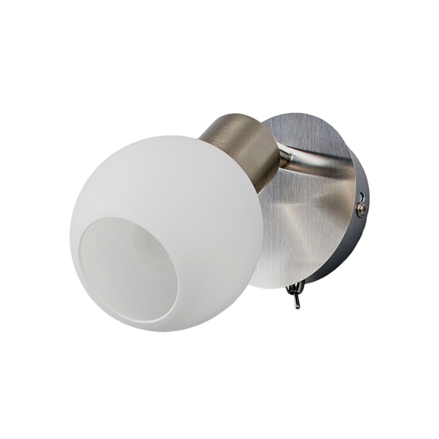Lampes D'Interieur Lindby | Spot Mural Elaina, Nickel Mat Nickel Mat, Blanc Opale