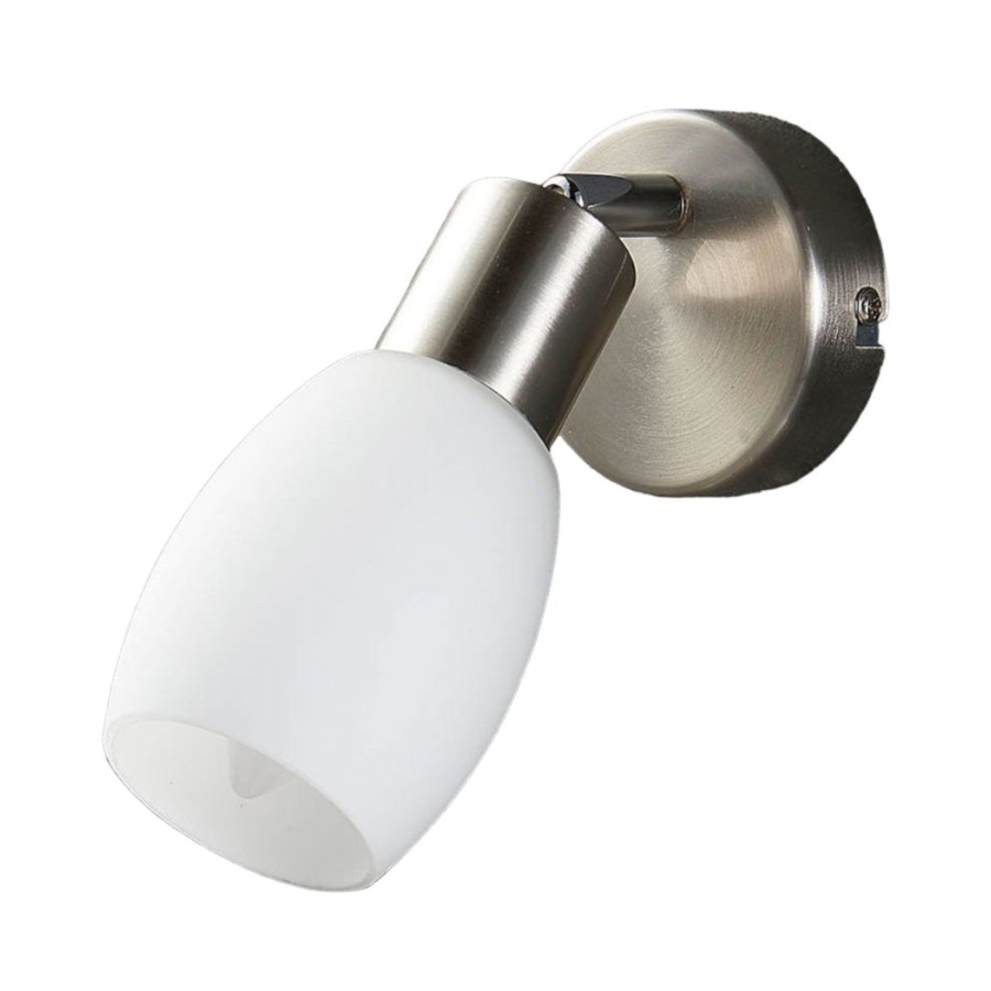 Lampes D'Interieur Lindby | Lindby Arda Spot, Verre, A Une Lampe Blanc, Nickel Satine