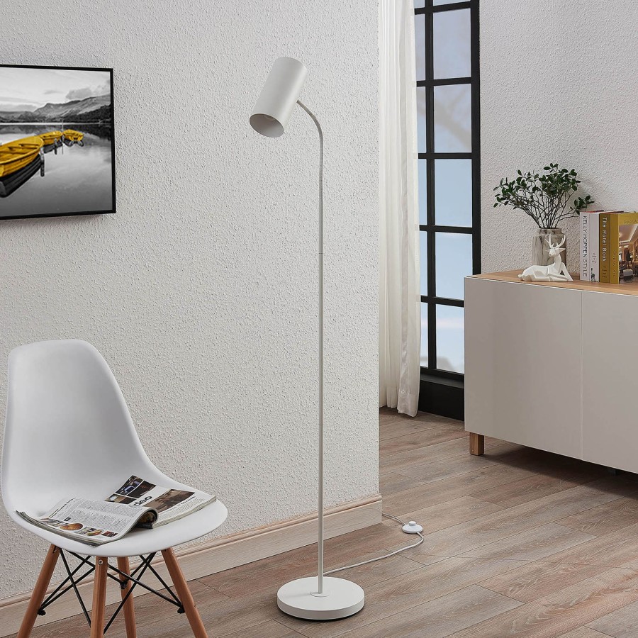 Lampes D'Interieur Lindby | Lampadaire Karoli Avec Bras Flexible En Blanc