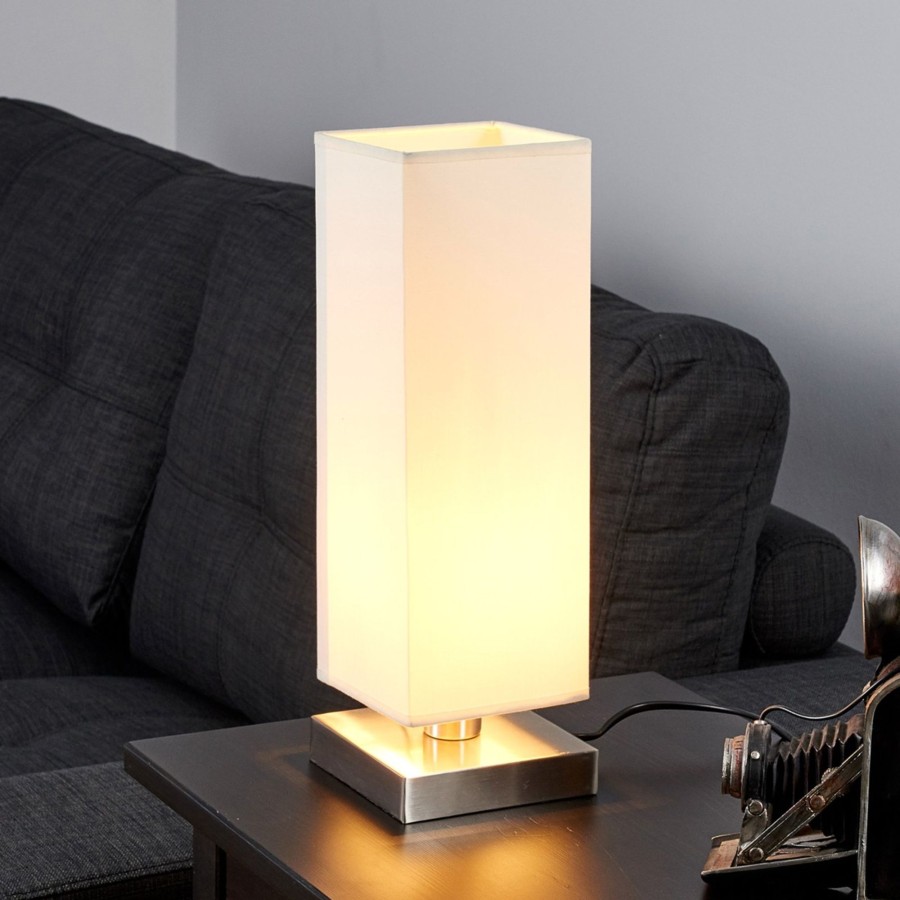 Lampes D'Interieur Lindby | Martje - Lampe A Poser Blanche A Ampoule E14 Blanc Creme