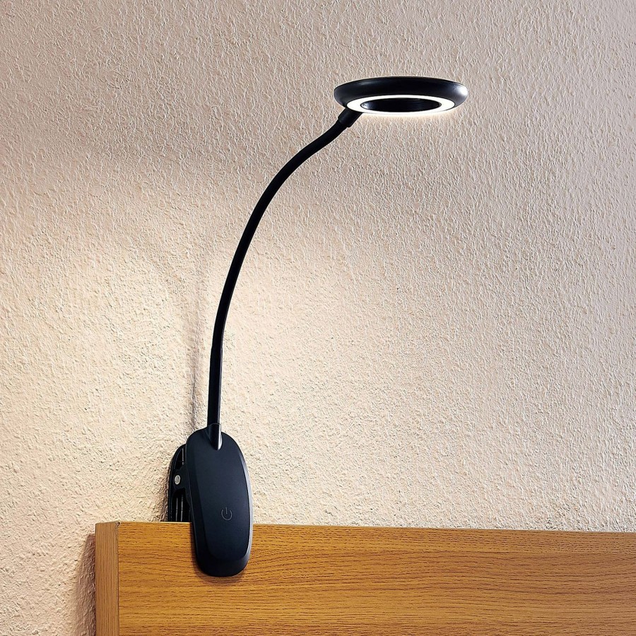 Lampes D'Interieur PRIOS | Prios Harumi Lampe A Pince Led, E Noir
