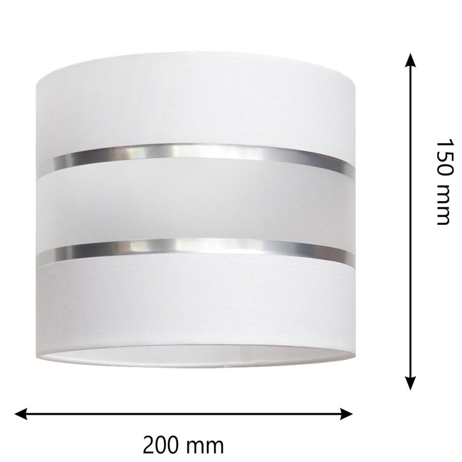 Lampes D'Interieur HELAM | Abat-Jour Helen, O 20 Cm, E27, Blanc/Argente Blanc, Argente, Opale