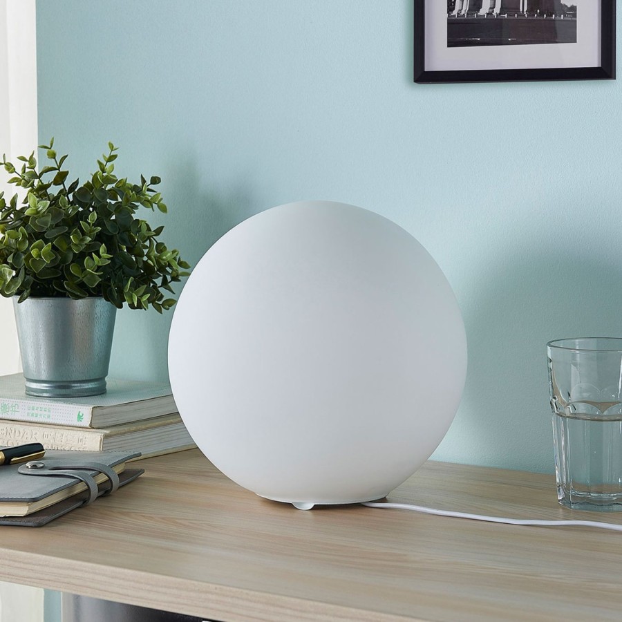 Lampes D'Interieur Lindby | Lampe A Poser En Verre Spherique Marike, He Blanc