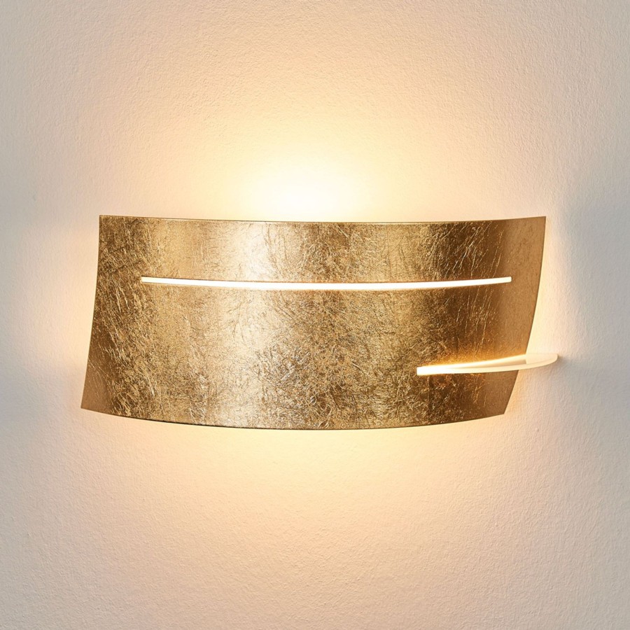 Lampes D'Interieur Lindby | Keyron - Applique Murale Dore A La Finition Mat Dore Mat, Blanc