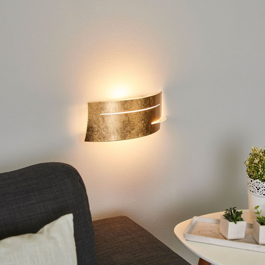 Lampes D'Interieur Lindby | Keyron - Applique Murale Dore A La Finition Mat Dore Mat, Blanc