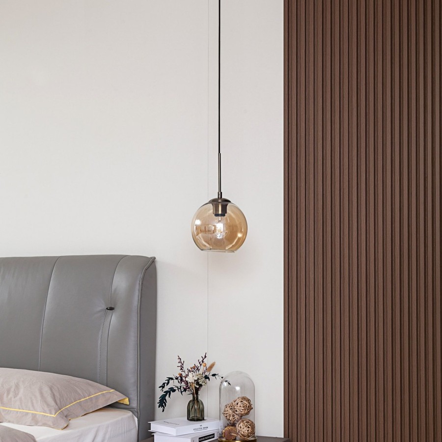 Lampes D'Interieur Lindby | Lindby Jurian Suspension Ambre Laiton A 1 Lampe Laiton, Ambre