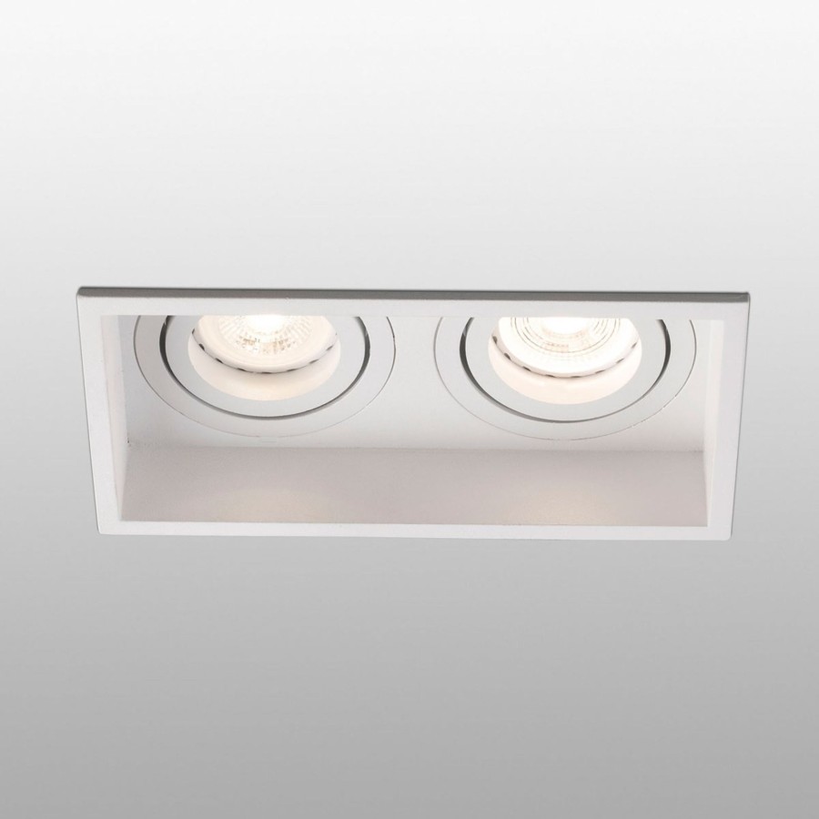 Lampes D'Interieur FARO BARCELONA | Lampe Encastrable Hyde 2 Lampes Inclinable Blanc