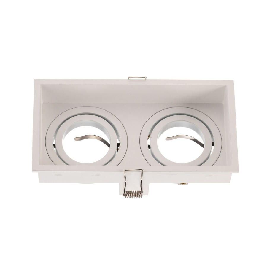 Lampes D'Interieur FARO BARCELONA | Lampe Encastrable Hyde 2 Lampes Inclinable Blanc