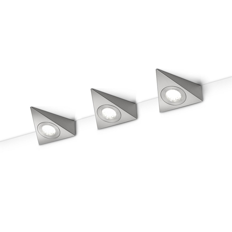 Lampes D'Interieur Trio Lighting | Lampe Sous Meuble Led Ecco Lot De 3, Nickel Mat