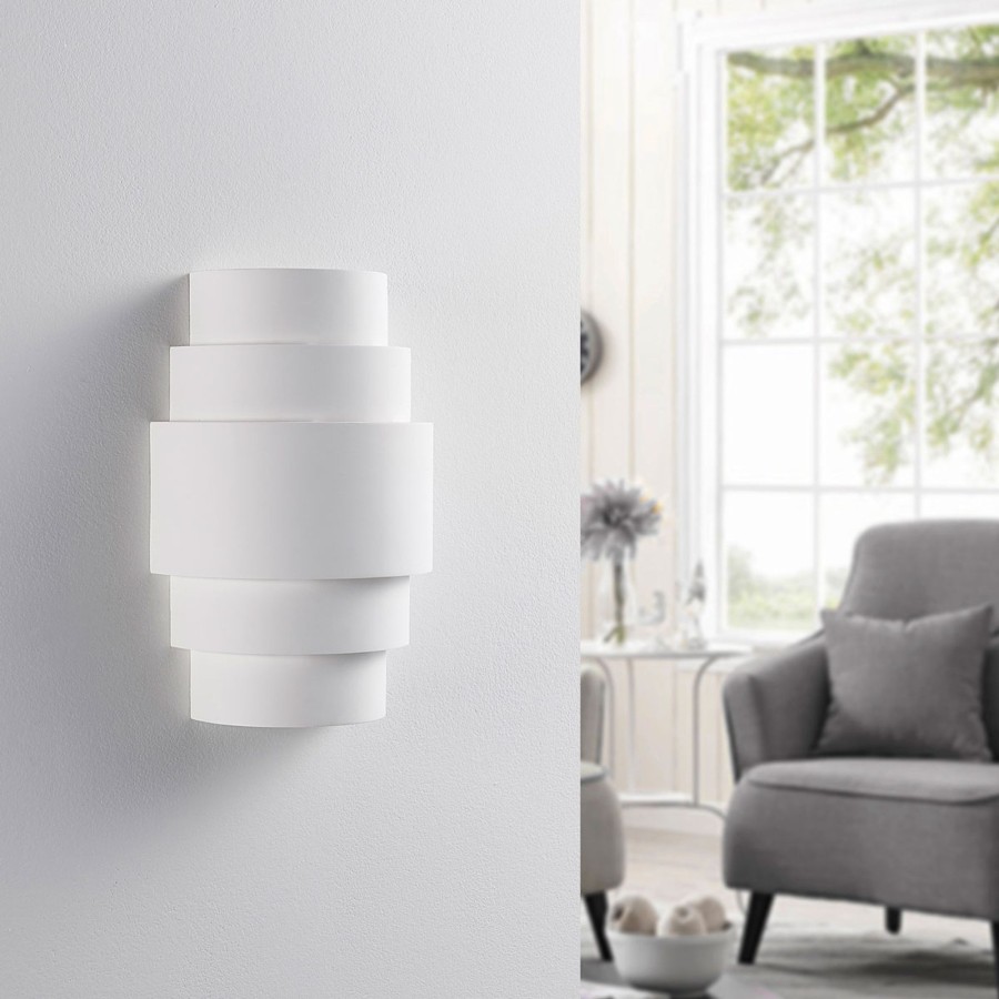 Lampes D'Interieur Lindby | Lindby Marit Applique En Platre, Plusieurs Niveaux Blanc