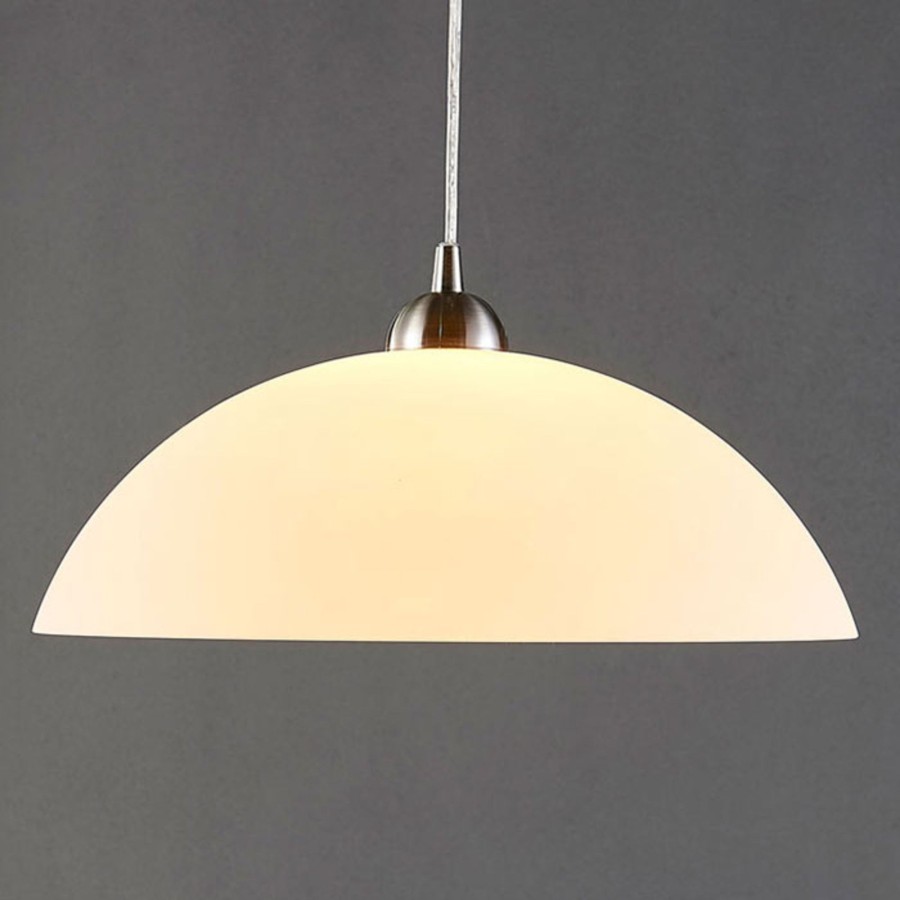 Lampes D'Interieur Lindby | Suspension En Verre Ronde Valeria Pour La Cuisine Blanc