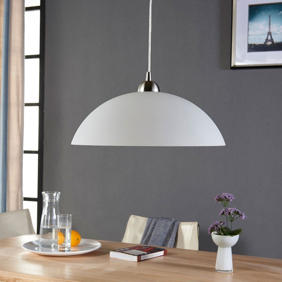 Lampes D'Interieur Lindby | Suspension En Verre Ronde Valeria Pour La Cuisine Blanc