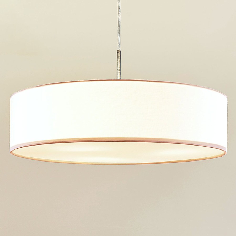 Lampes D'Interieur Lindby | Suspension Sebatin Pour E27, 50 Cm, Blanche Blanc, Nickel Mat