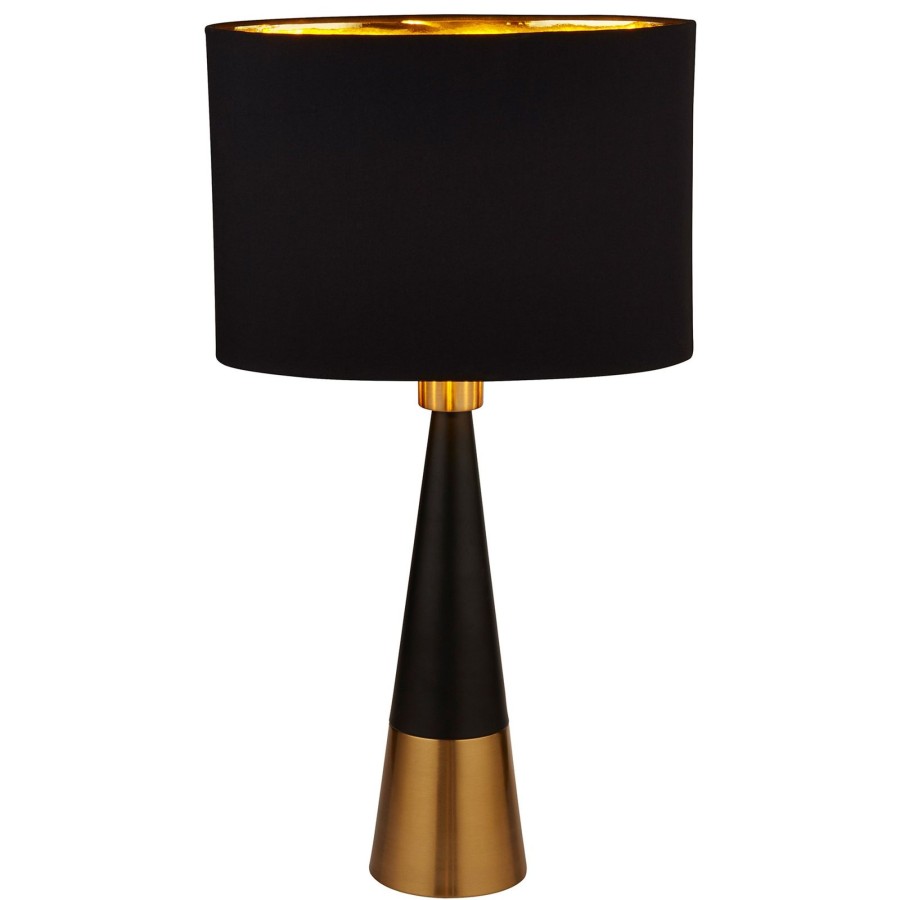 Lampes D'Interieur Searchlight | Lampe A Poser Pyramid, Noir-Cuivre Noir Mat, Cuivre Ancien
