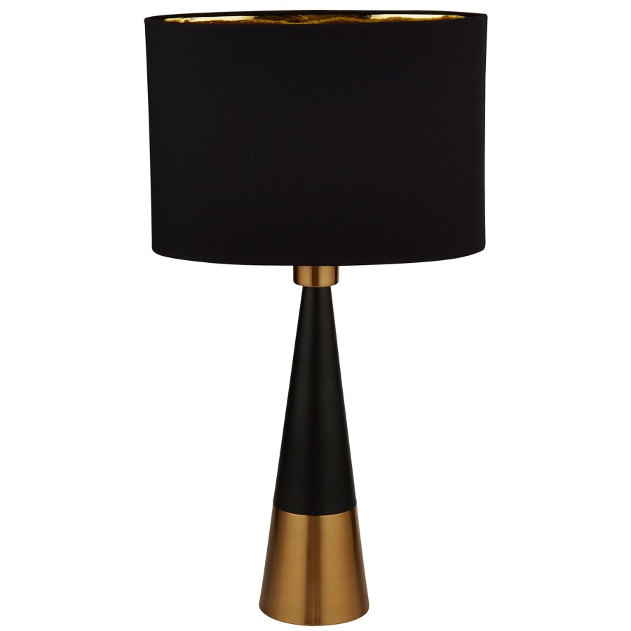 Lampes D'Interieur Searchlight | Lampe A Poser Pyramid, Noir-Cuivre Noir Mat, Cuivre Ancien