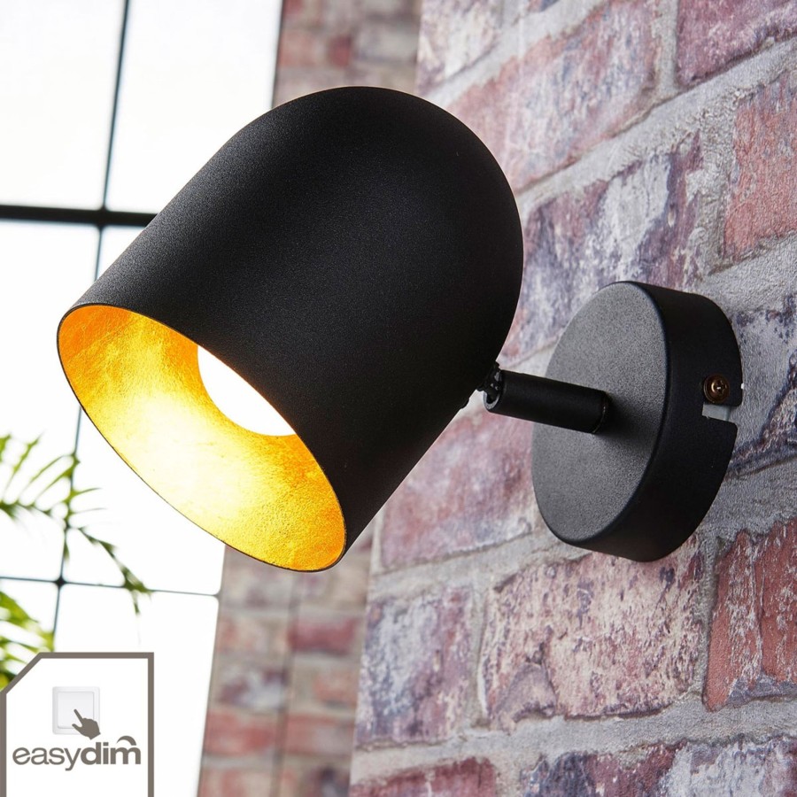 Lampes D'Interieur Lindby | Spot Mural Morik, A 1 Lampe Noir, Dore