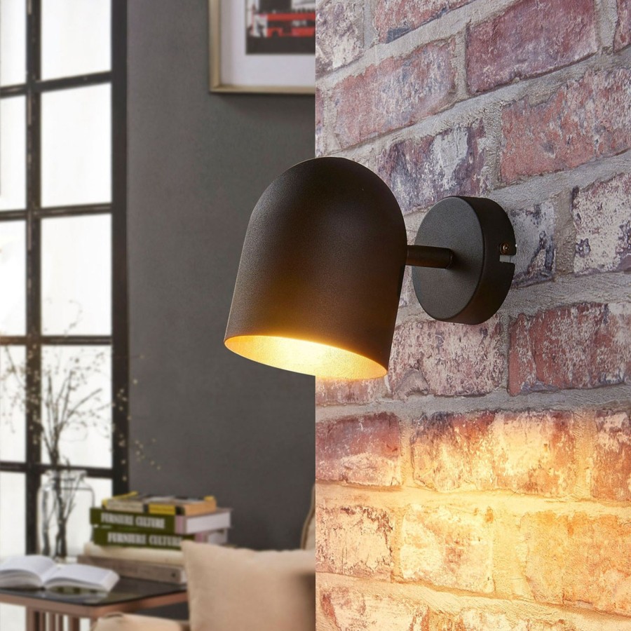 Lampes D'Interieur Lindby | Spot Mural Morik, A 1 Lampe Noir, Dore