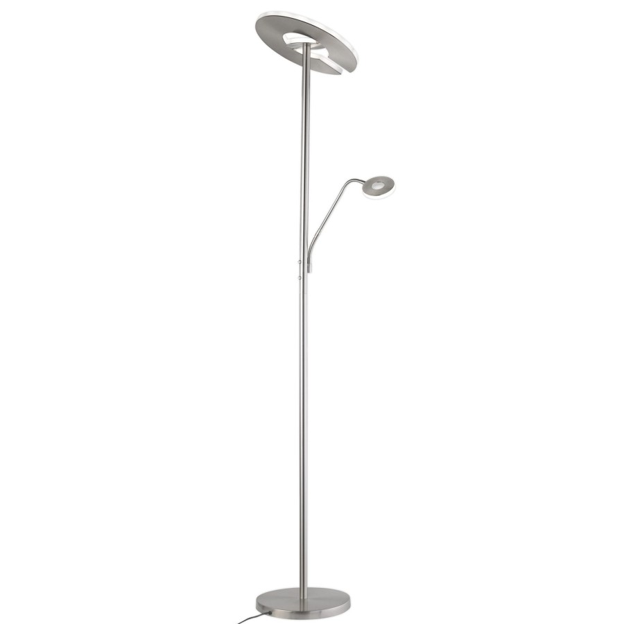Lampes D'Interieur FISCHER & HONSEL | Lampadaire Indirect Led Dent A Liseuse, Cct Nickel Nickel, Blanc Mat