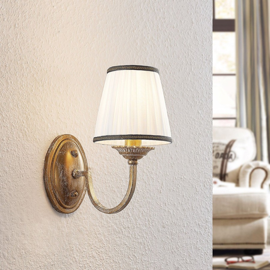 Lampes D'Interieur Lindby | Lindby Lumiel Applique Avec Abat-Jour Textile Creme, Laiton
