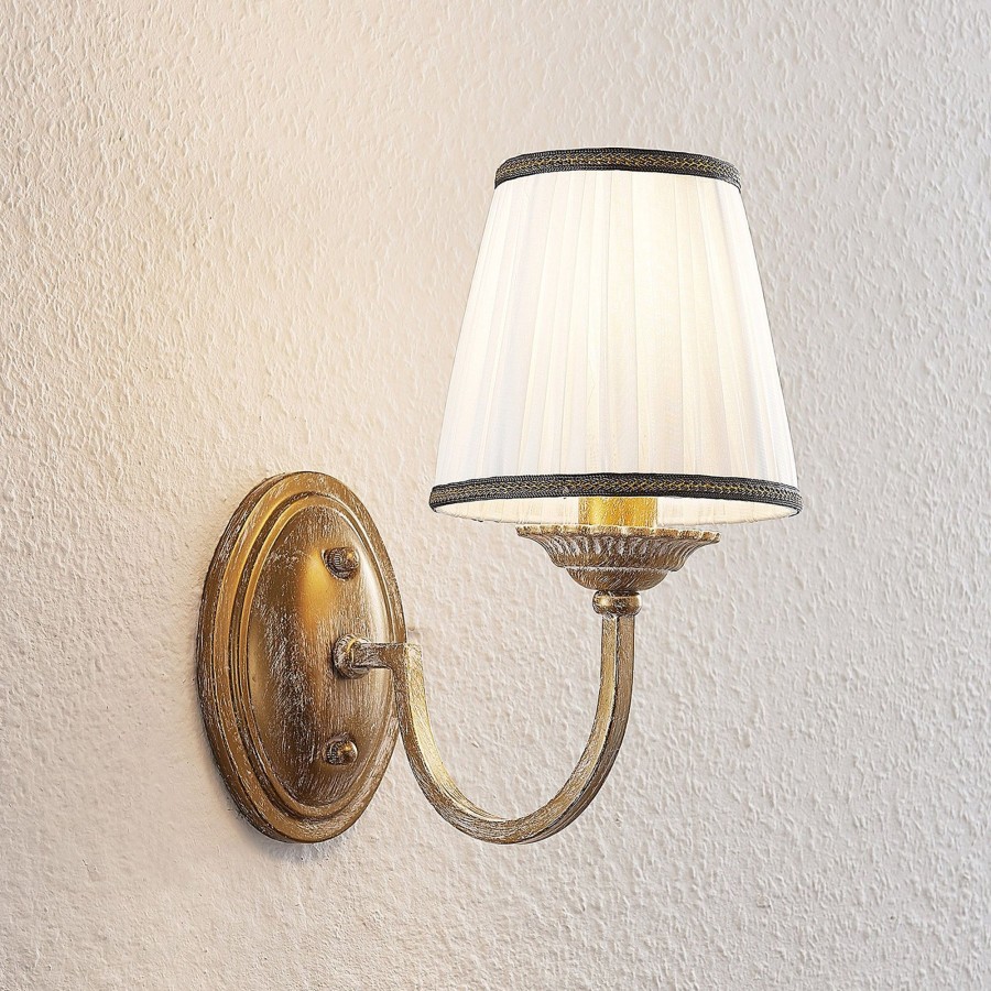 Lampes D'Interieur Lindby | Lindby Lumiel Applique Avec Abat-Jour Textile Creme, Laiton