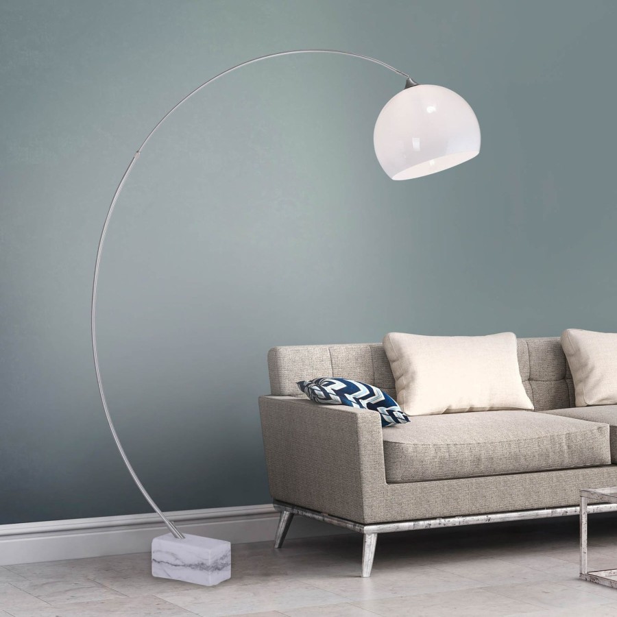 Lampes D'Interieur Paul Neuhaus | Lampadaire Arque Noble Mani Avec Interrupteur Blanc, Chrome, Marbre