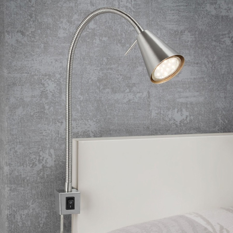 Lampes D'Interieur Briloner | Applique Murale Led Tuso, Montage Au Lit, Nickel Nickel Mat