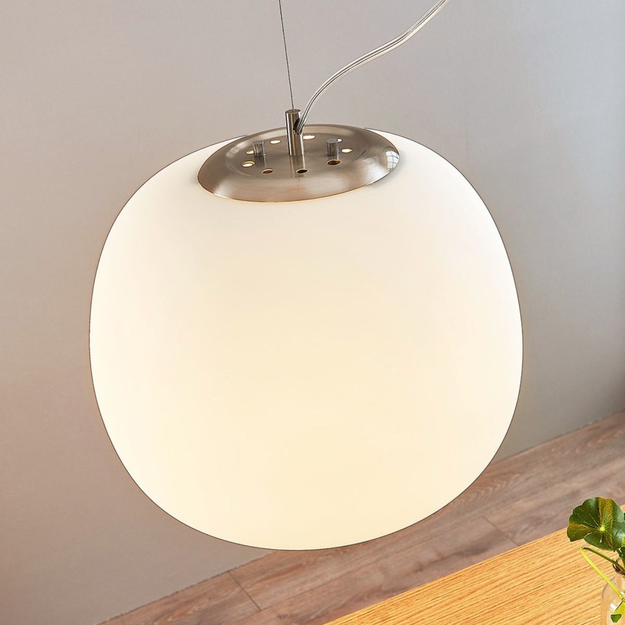 Lampes D'Interieur Lindby | Suspension Ginevra En Verre, Rond, Blanc, 38 Cm Blanc, Chrome