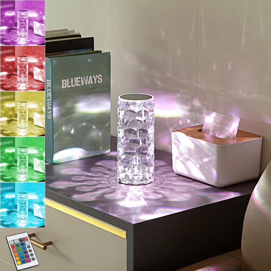 Lampes D'Interieur Lindby | Lindby Lampe Decorative Batterie Led 18,5 Cm Rvb Transparent