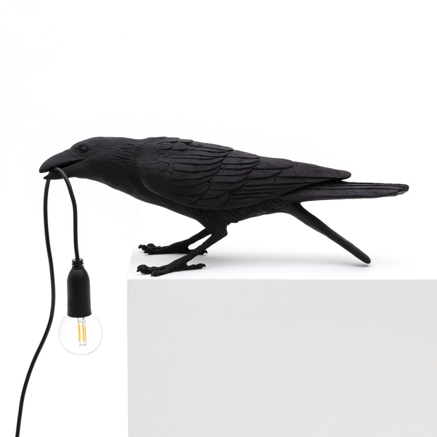 Lampes D'Interieur Seletti | Lampe Table Deco Led Bird Lamp, Jouant, Noir
