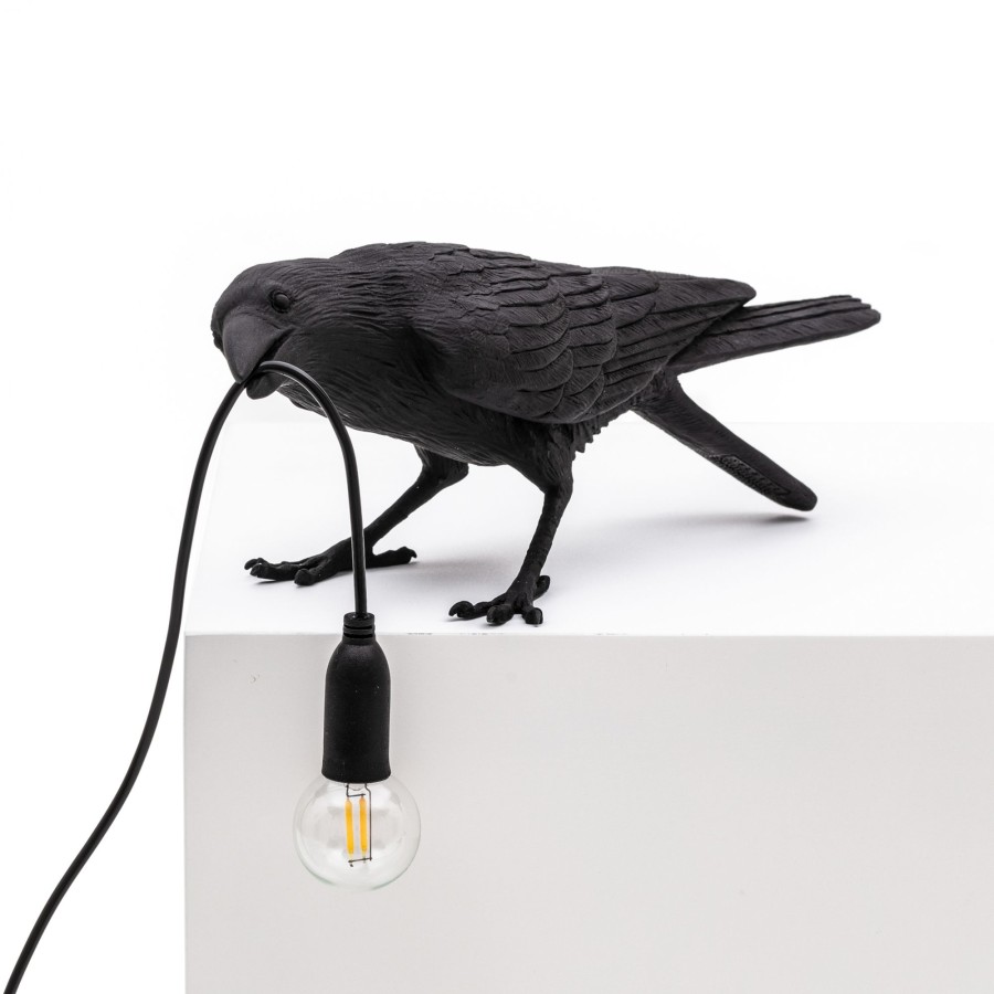 Lampes D'Interieur Seletti | Lampe Table Deco Led Bird Lamp, Jouant, Noir