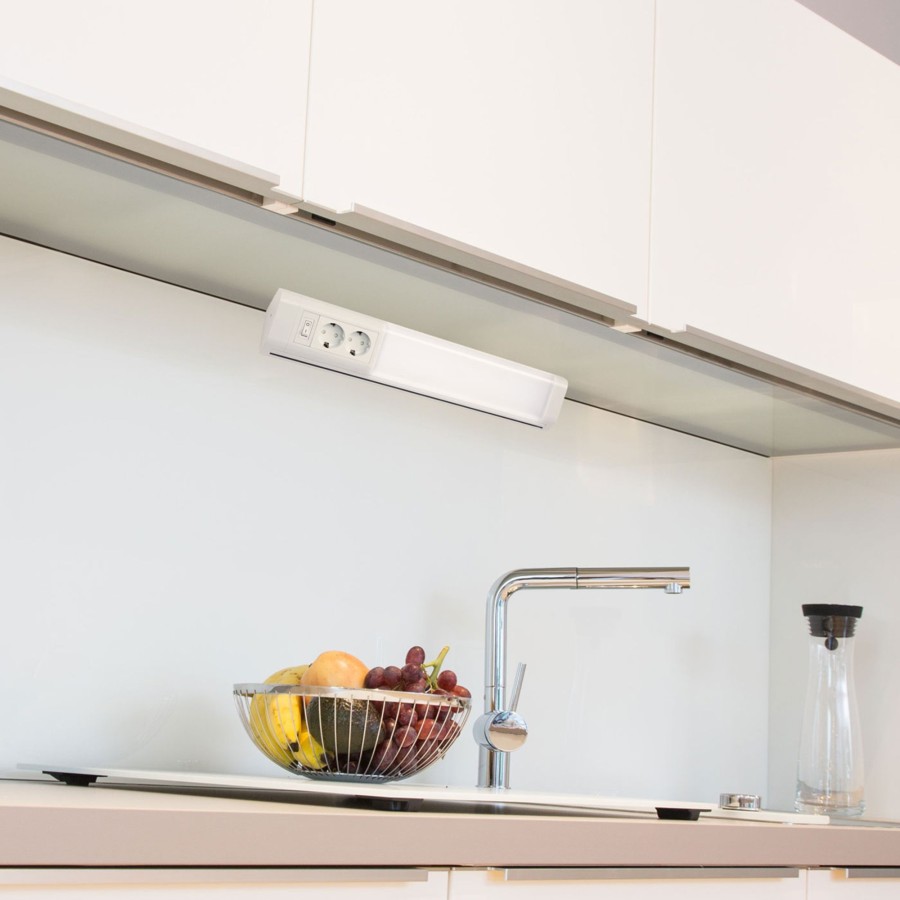 Lampes D'Interieur Müller-Licht | Chianti 15 W - Applique Sous-Meuble Avec 2 Prises Blanc