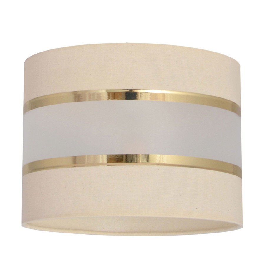 Lampes D'Interieur HELAM | Abat-Jour Helen, O 20 Cm, E27, Ecru/Dore Ecru, Dore, Opale