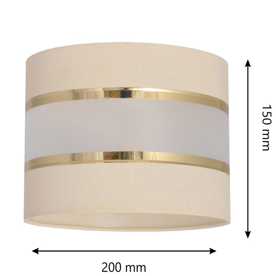 Lampes D'Interieur HELAM | Abat-Jour Helen, O 20 Cm, E27, Ecru/Dore Ecru, Dore, Opale
