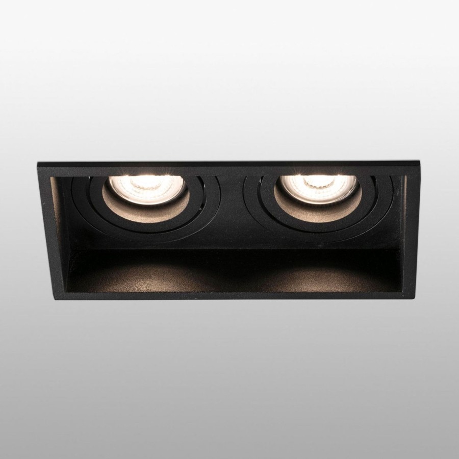 Lampes D'Interieur FARO BARCELONA | Lampe Encastrable Hyde 2 Lampes Inclinable En Noir