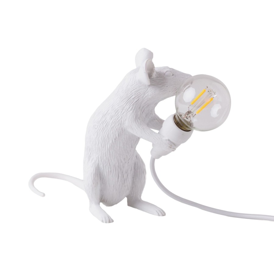 Lampes D'Interieur Seletti | Lampe Deco Led Mouse Lamp Usb Assise He Blanc