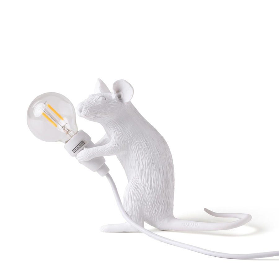 Lampes D'Interieur Seletti | Lampe Deco Led Mouse Lamp Usb Assise He Blanc