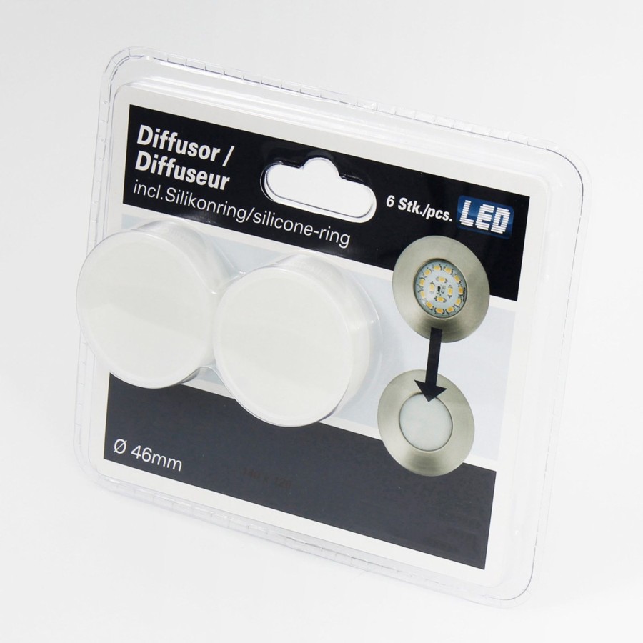 Lampes D'Interieur Briloner | Diffuseur Pour Luminaires Encastrables Attach Plus, Set De 6 Pieces Blanc