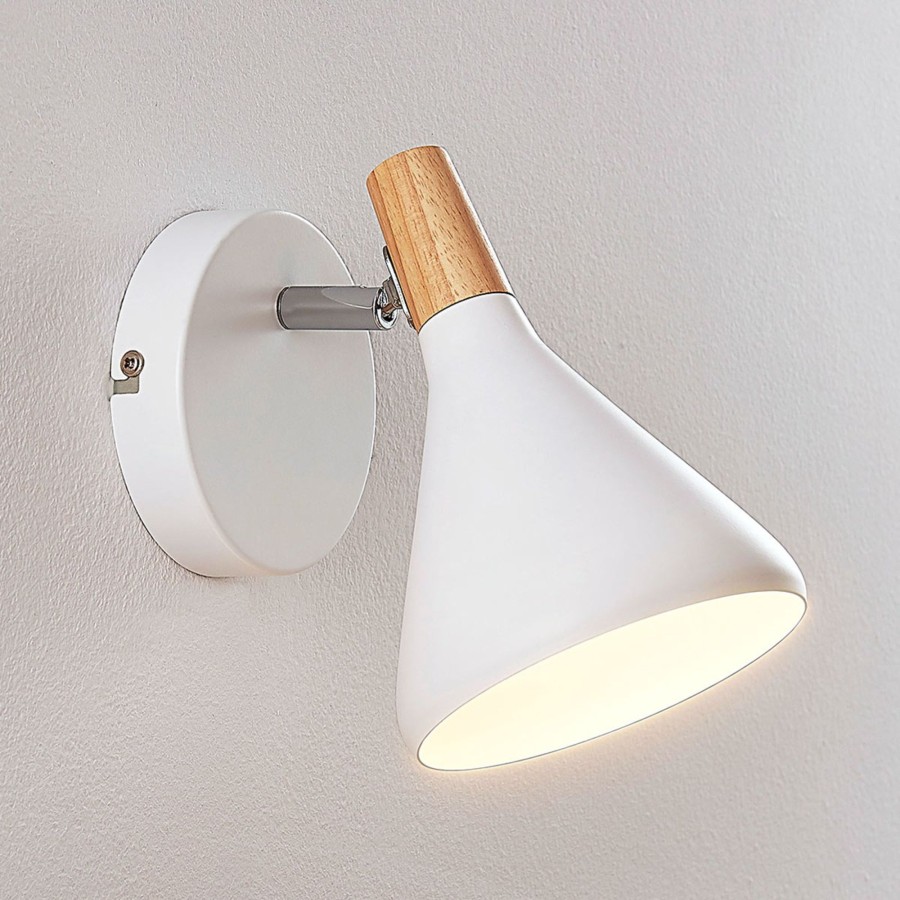 Lampes D'Interieur Lindby | Applique Arina En Blanc, A 1 Lampe Blanc, Bois Clair