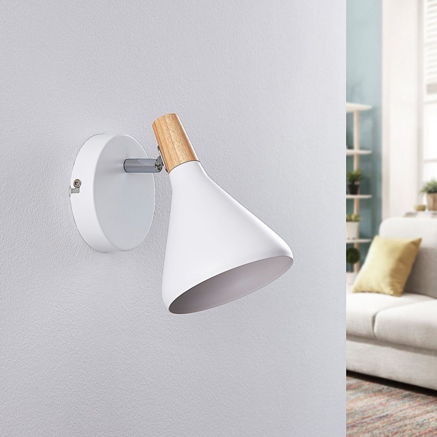 Lampes D'Interieur Lindby | Applique Arina En Blanc, A 1 Lampe Blanc, Bois Clair