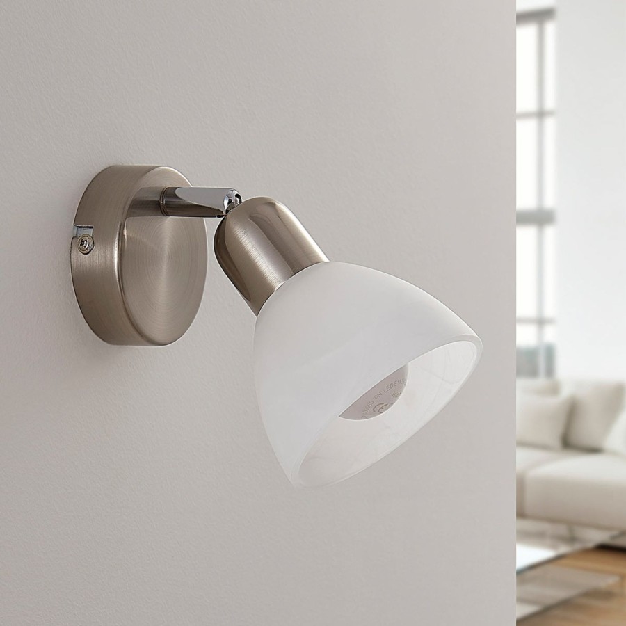 Lampes D'Interieur Lindby | Applique Paulina, Nickel Satine Blanc Albatre, Nickel Satine
