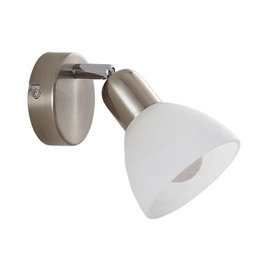Lampes D'Interieur Lindby | Applique Paulina, Nickel Satine Blanc Albatre, Nickel Satine