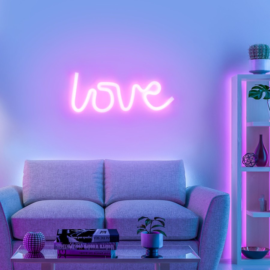 Lampes D'Interieur JUST LIGHT. | Applique Murale Led Neon Love, Usb Rose